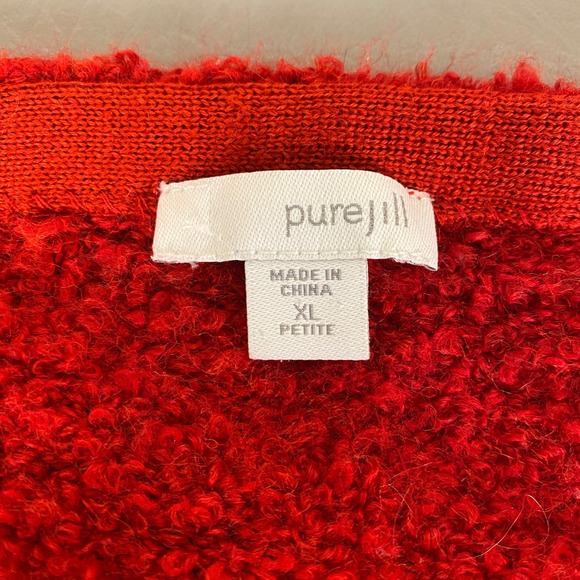 Pure Jill Boucle Sweater Women's Petite‎ XL Red Wool Blend Soft Warm Cozy Knit - Picture 3 of 11